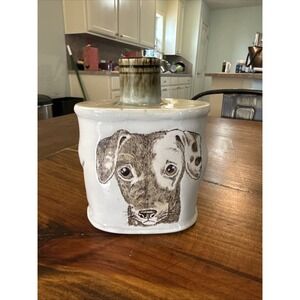 Ceramic Dog Flask Decorative Pottery  Piece 6" X 4.5"